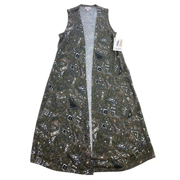 LuLaRoe Jackets & Blazers - LuLaRoe Joy Longline Vest Geometric Print Side Slits Sleeveless Size XS